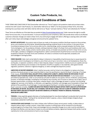 Terms and Conditions of Sale Document